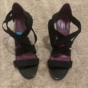Black Strappy Heels with Ankle Straps - Size 9.5